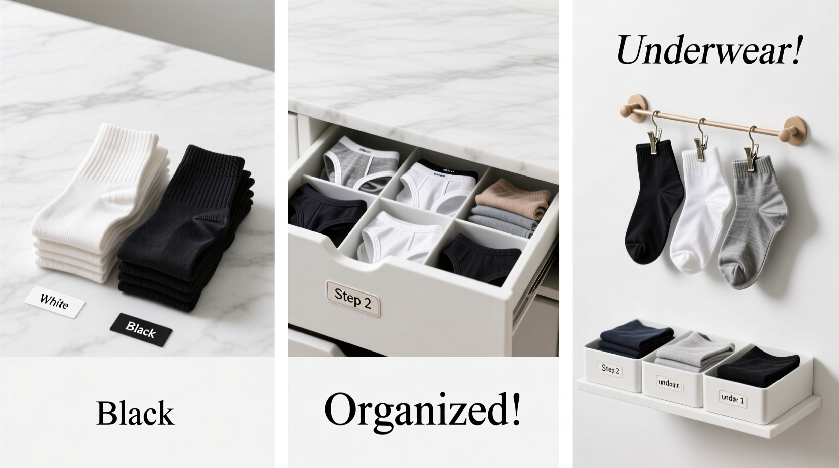 3 steps to organize your socks and undies
