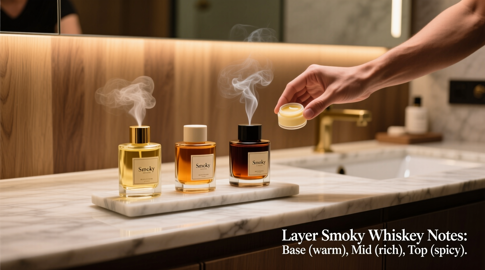 how to layer fragrances with smoky whisky notes in your grooming routine