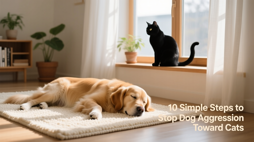 A relaxed dog lying on a rug while a cat sits confidently on a nearby windowsill, both appearing calm and undisturbed by each other