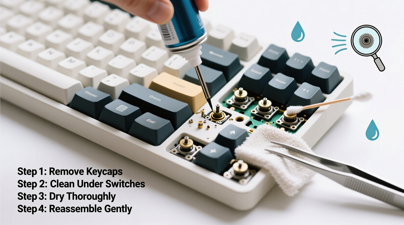 step by step guide to clean your mechanical keyboard without damaging the switches