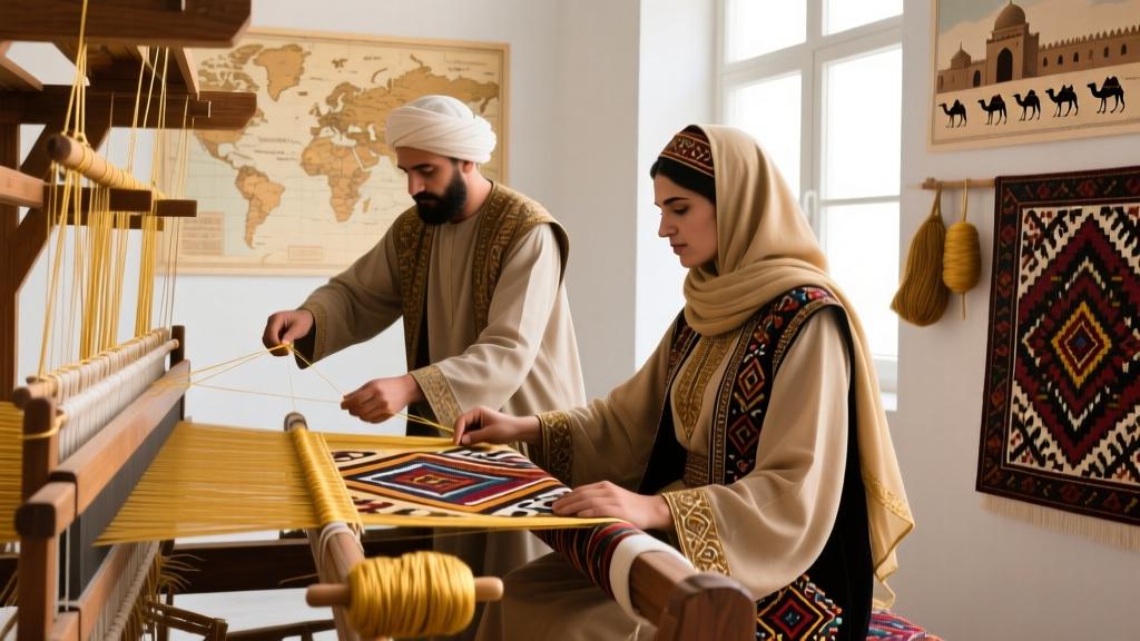 Persian Termeh Weaving Loom Setup And Gold Thread Insertion