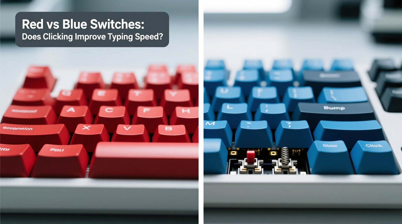mechanical keyboard red vs blue switches does the clicking sound actually improve typing speed