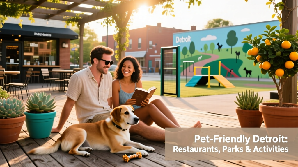 A person and their dog relaxing together on a sunny, dog-friendly patio