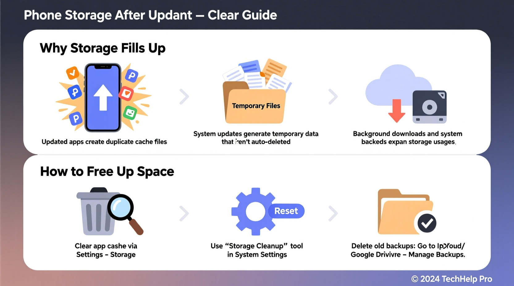 why does my phone storage fill up after an update and how to clear it
