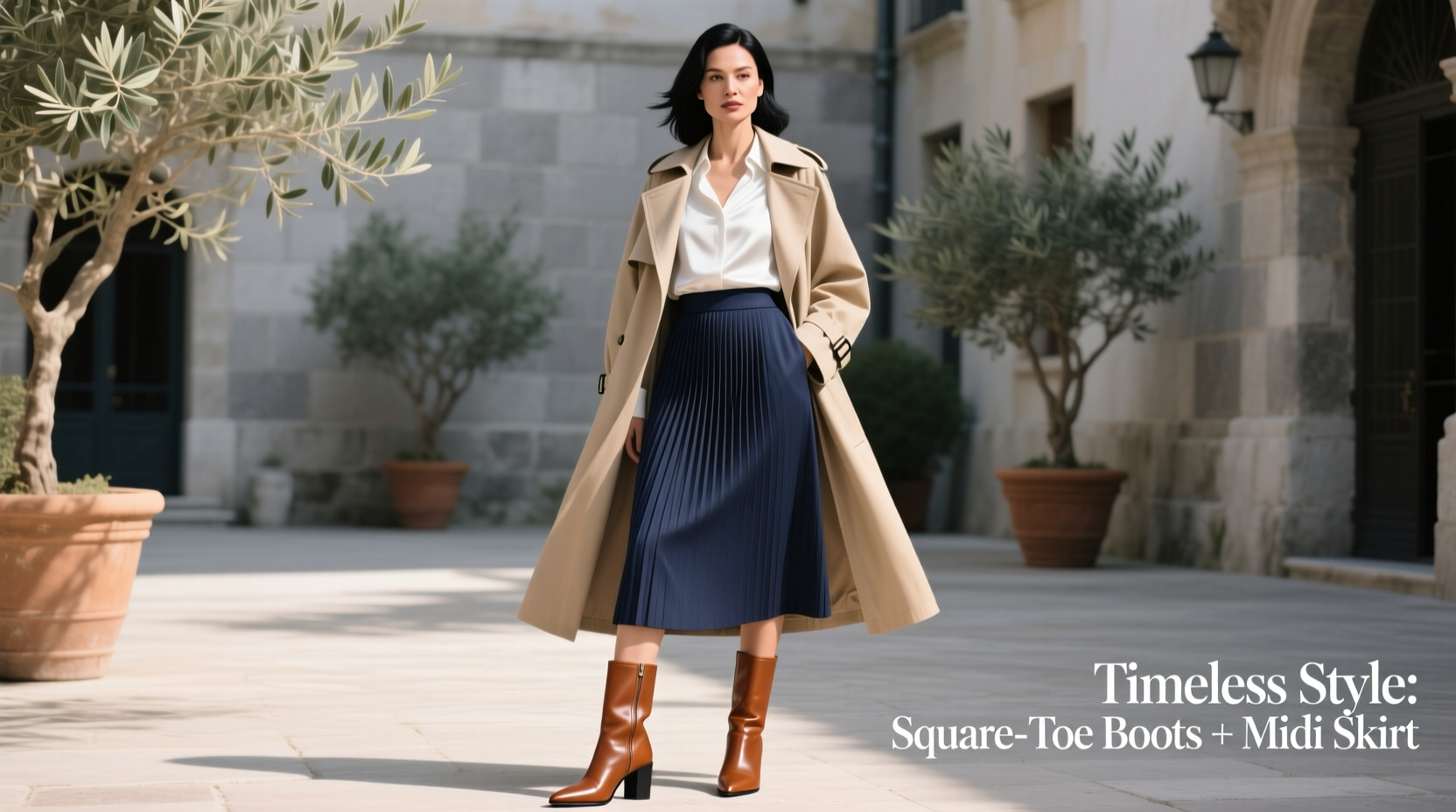 how to style square toe boots with midi skirts without looking dated