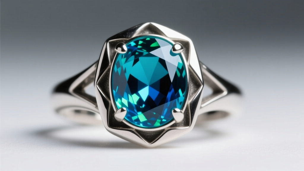 Macro shot of a turquoise cabochon in a sterling silver bezel, showing contrast between polished metal and dark crevice patina