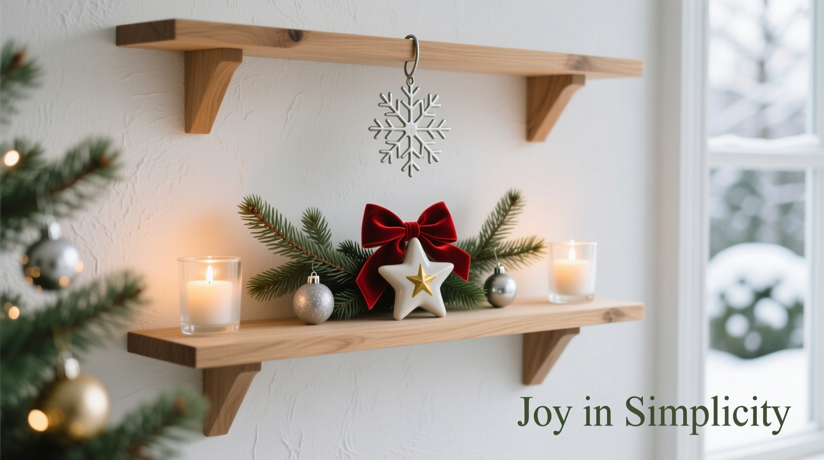 floating shelf christmas display alternative to floor trees