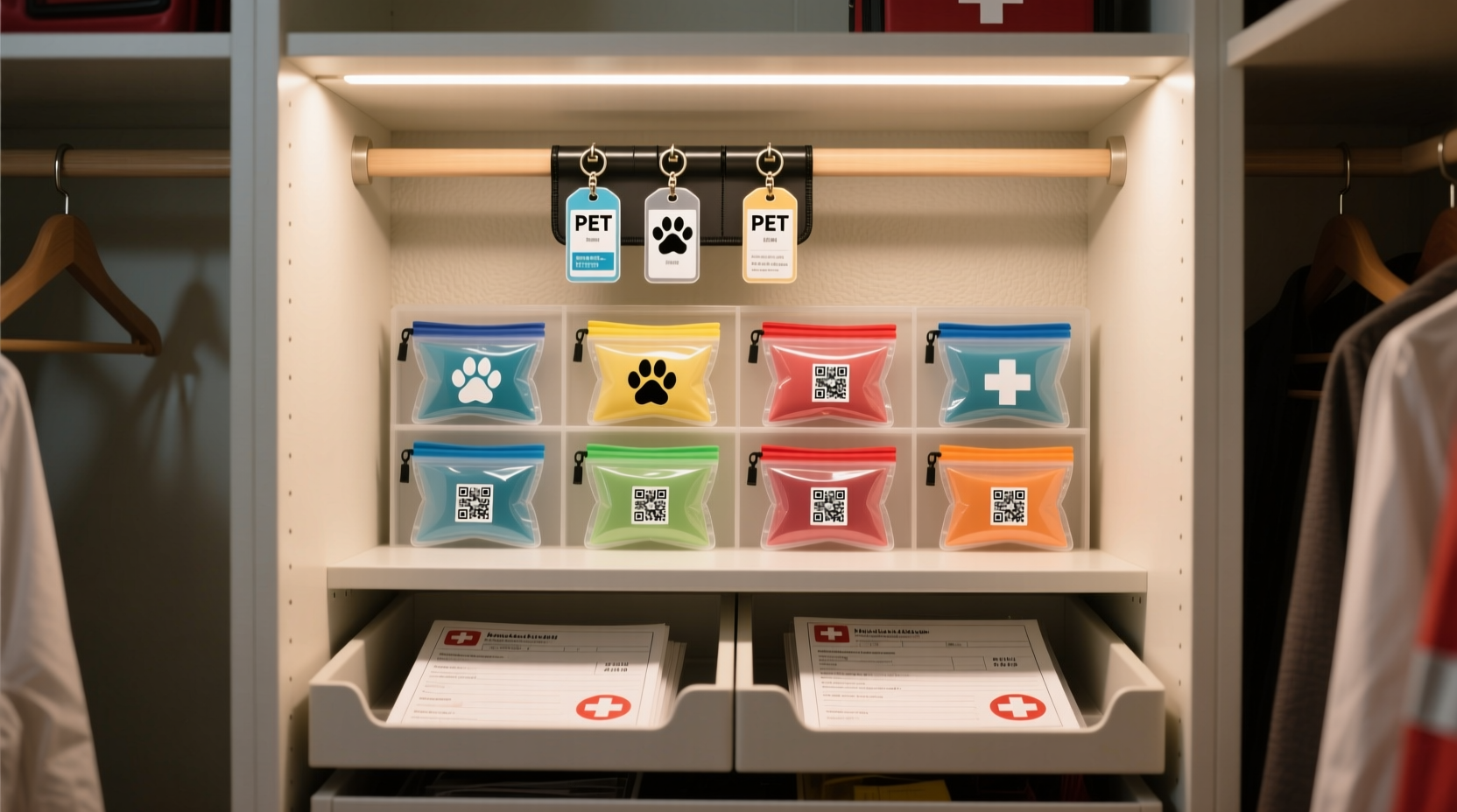 closet organization tips for pet emergency kits