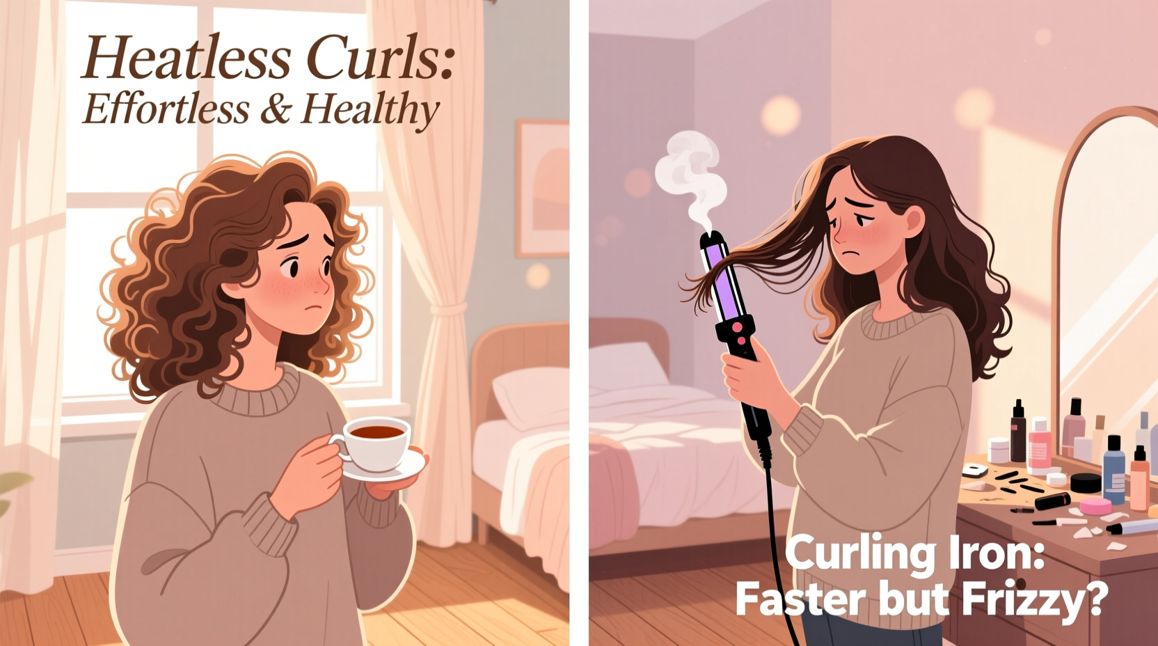 heatless curls vs curling iron does the time saved justify the frizzy results