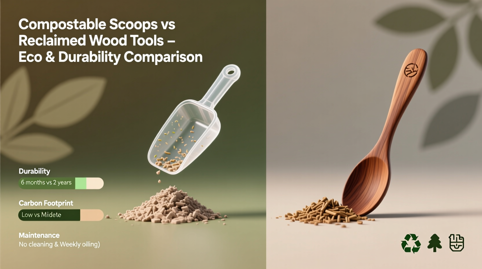 compostable vs reclaimed wood scoops for bentonite litter