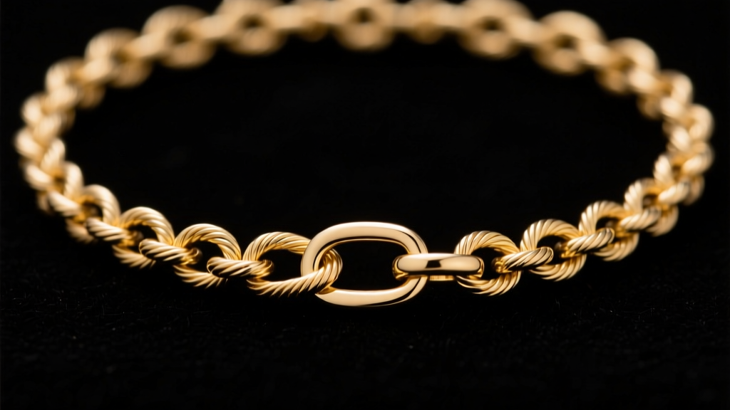 Close-up of a 1.2mm gold vermeil cable chain and clasp, showing precise soldering on each link of the Embreigh Courtlyn necklace.