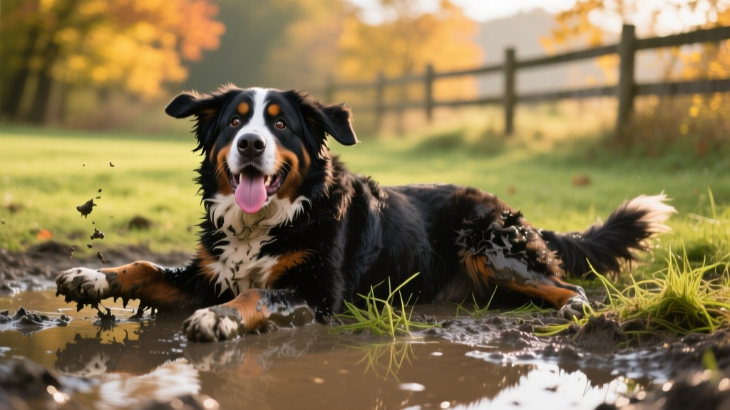 This Hilarious Video of a Berner Rolling Around in the Mud Is a Little Too Relatable for Dog Parents