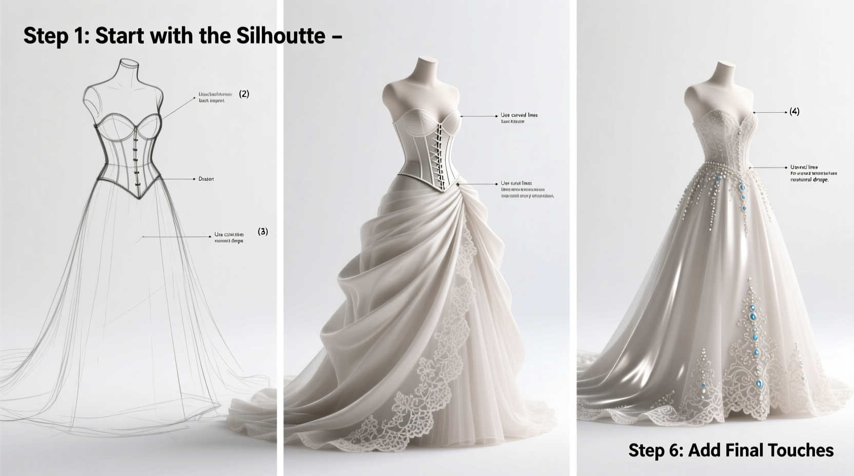 how to draw a wedding dress