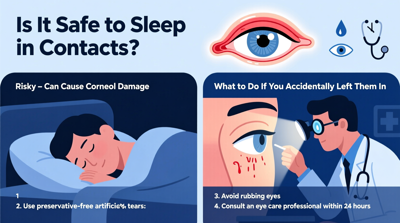 is it safe to sleep with contacts in accidental overnight wear what to do
