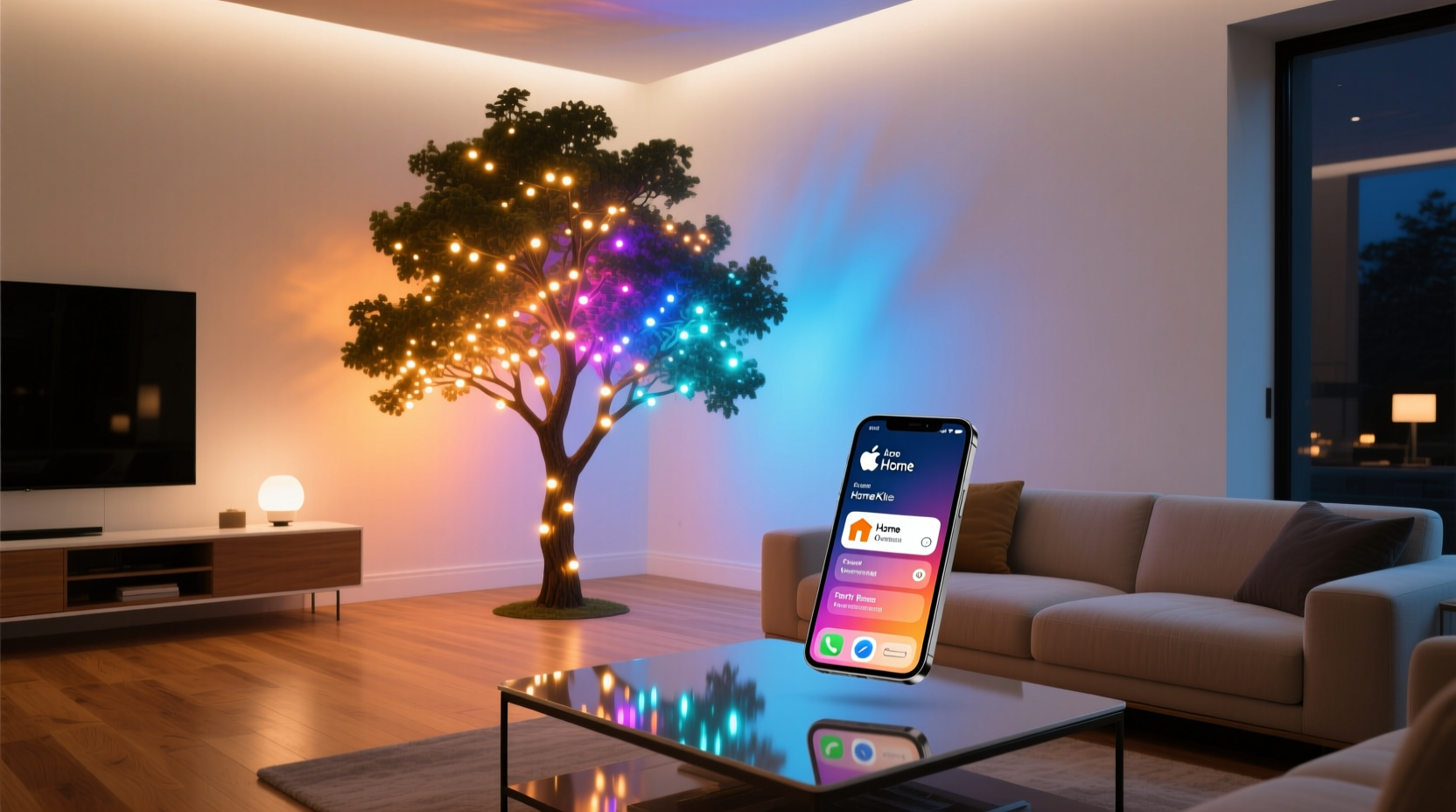 how to coordinate your tree lights with your smart home color scheme in apple homekit