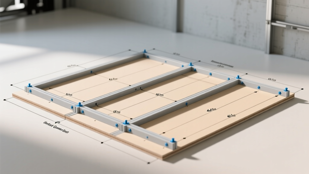 Diagram showing standard 4x8 foot gypsum board dimensions and framing stud placement for interior walls