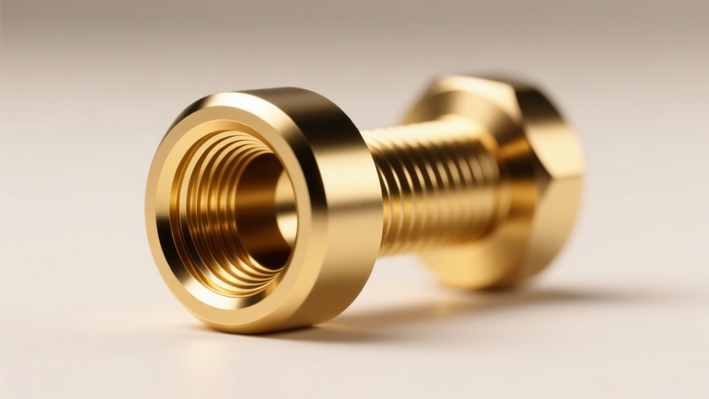 Macro photography of a 16-gauge internally threaded titanium labret post with PVD gold finish highlighting the threading.
