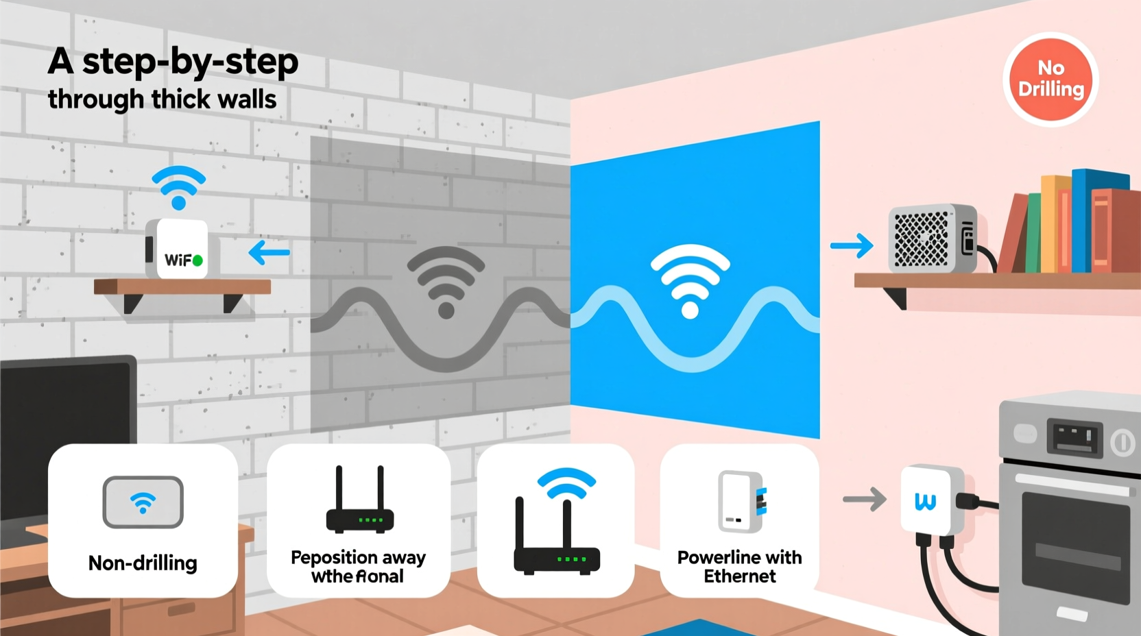 how to boost wifi signal through thick walls without drilling