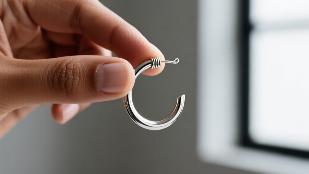 Visual guide showing the correct lateral twist to open a continuous earring wire hoop, avoiding vertical pulling and metal fatigue.