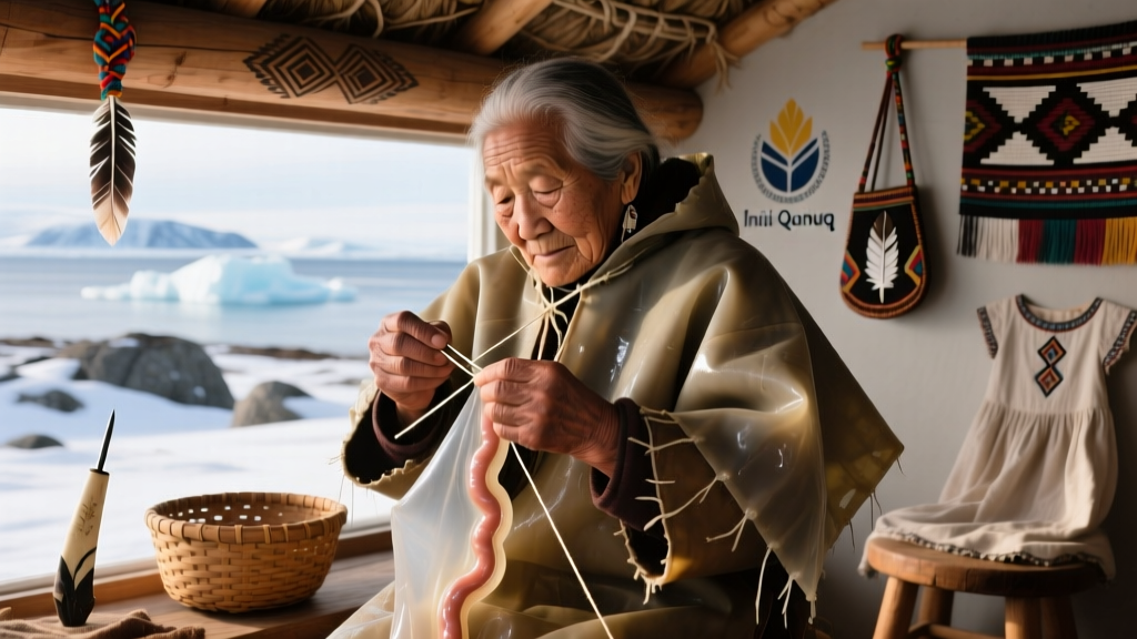 Inuit Seal Intestine Raincoat Making Techniques Alaska Canada