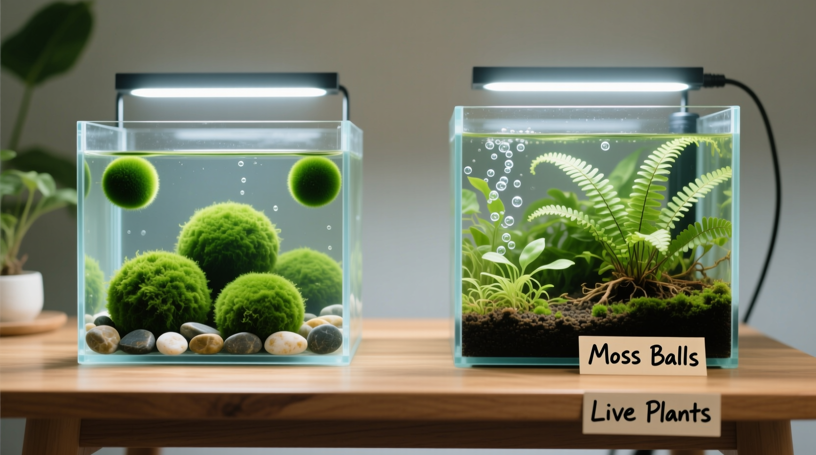 aquarium moss balls vs live plants which one is harder to kill for beginners