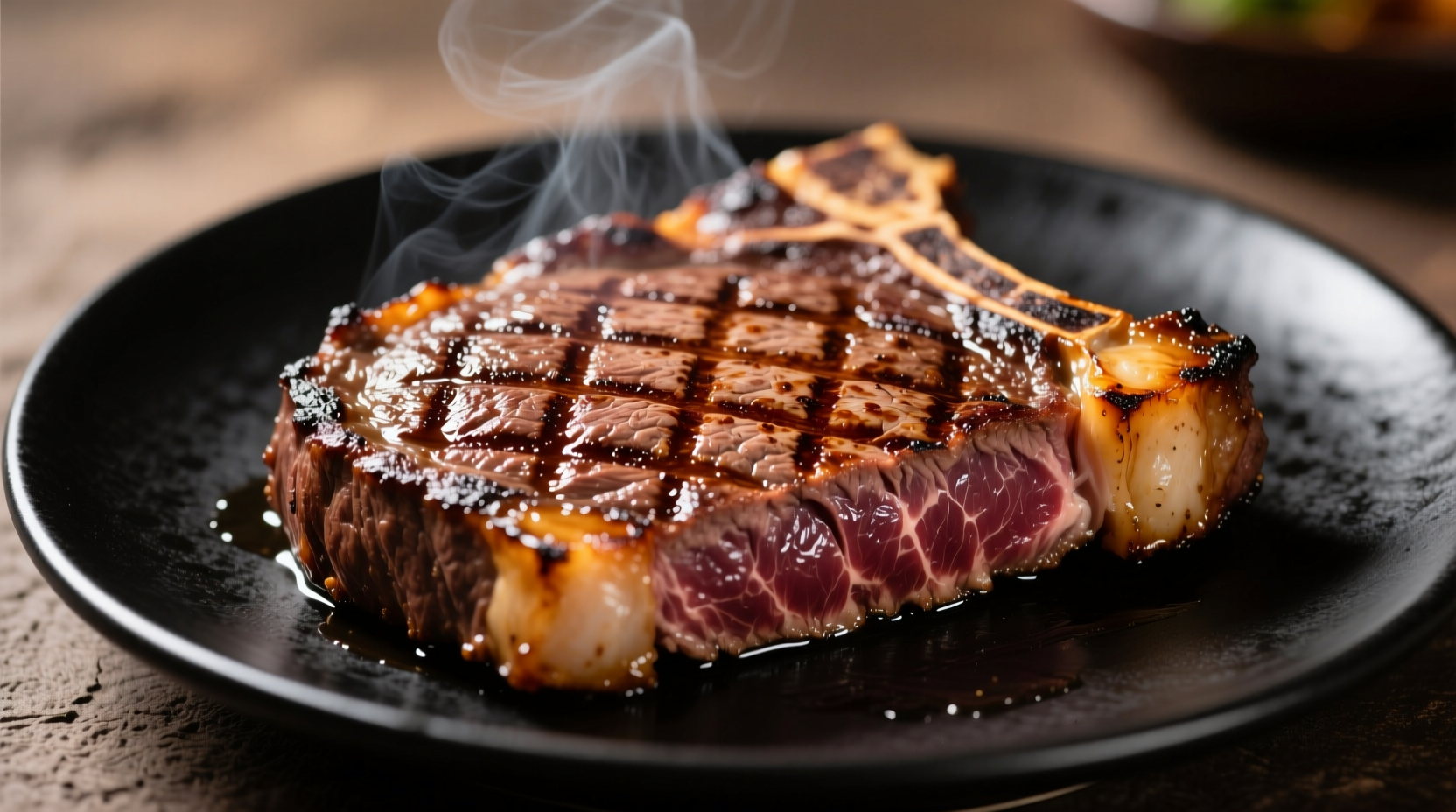 Perfectly grilled ribeye steak with crosshatch marks