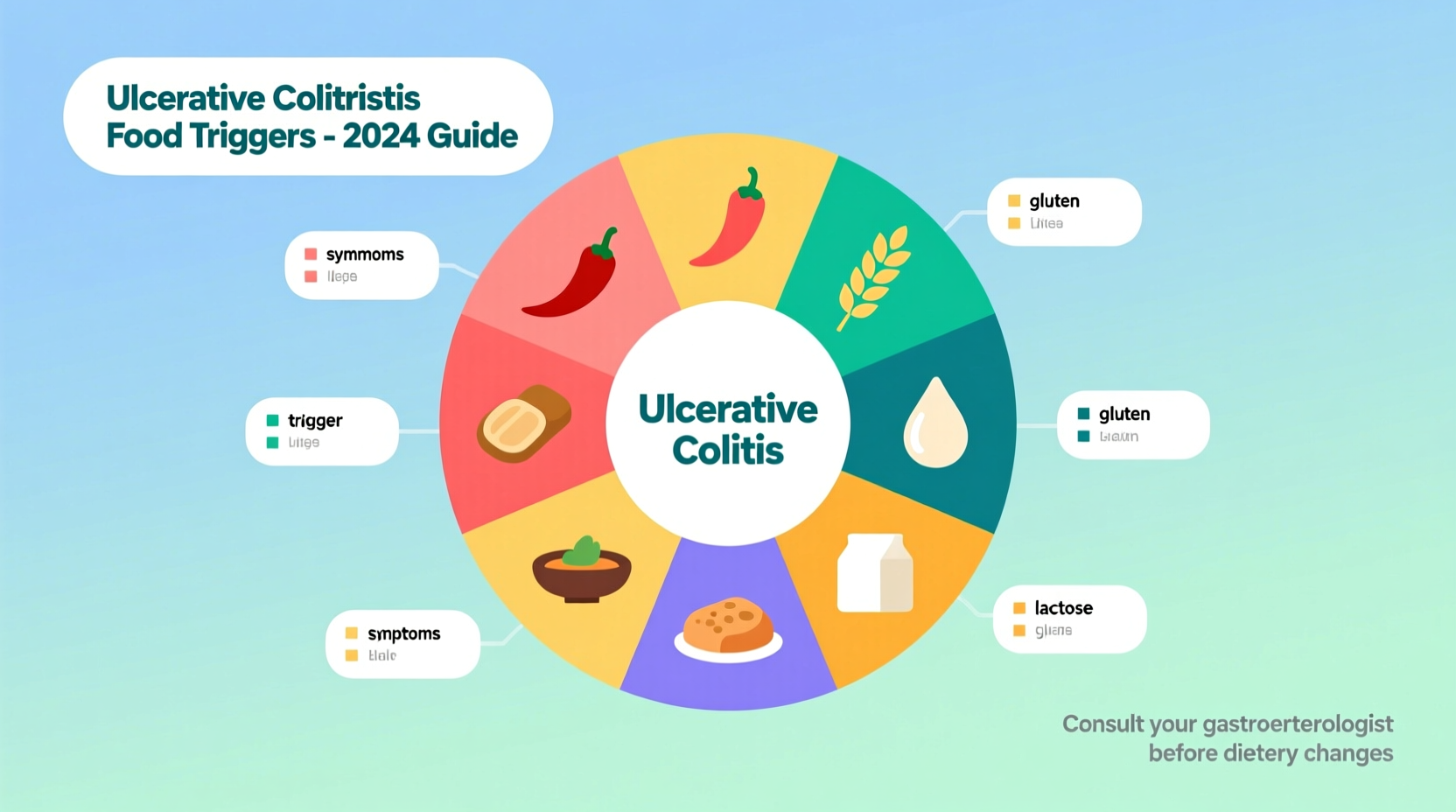 Colorful chart showing ulcerative colitis food triggers