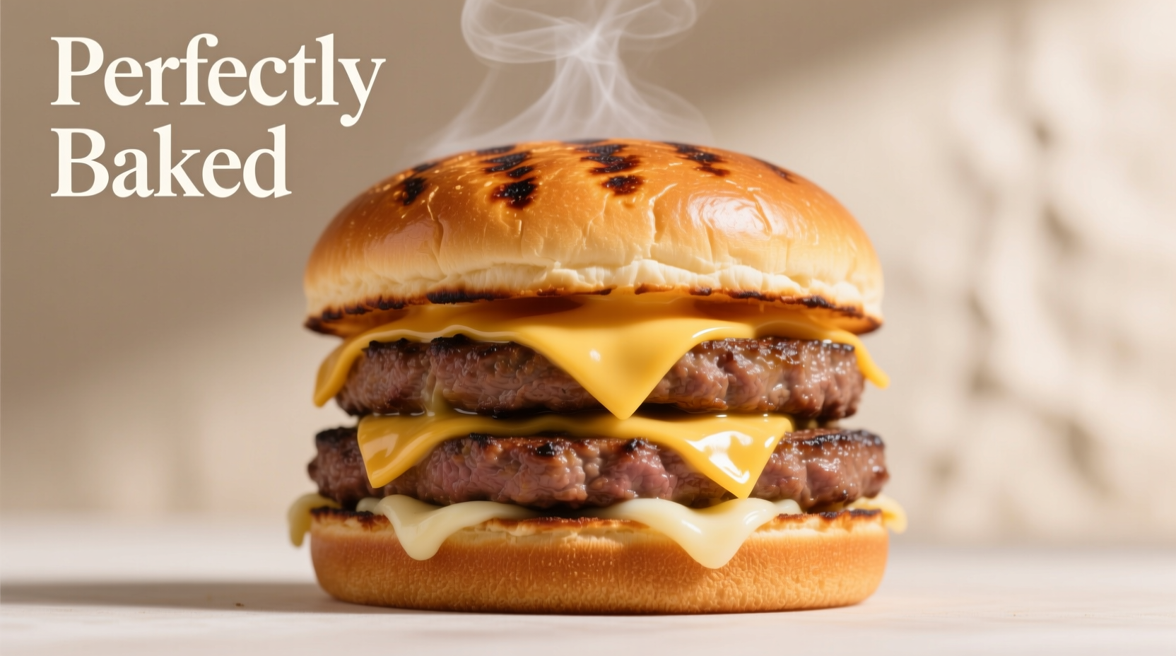 Perfectly cooked oven-baked burger with melted cheese