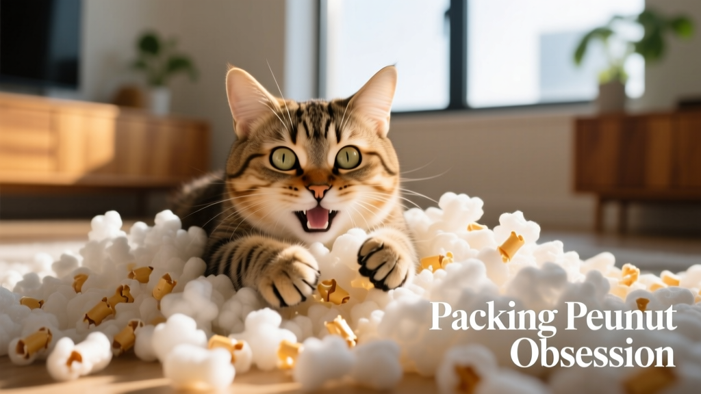 This Adorable Cat Loves Packing Peanuts So Freaking Much and We Can't Get Enough