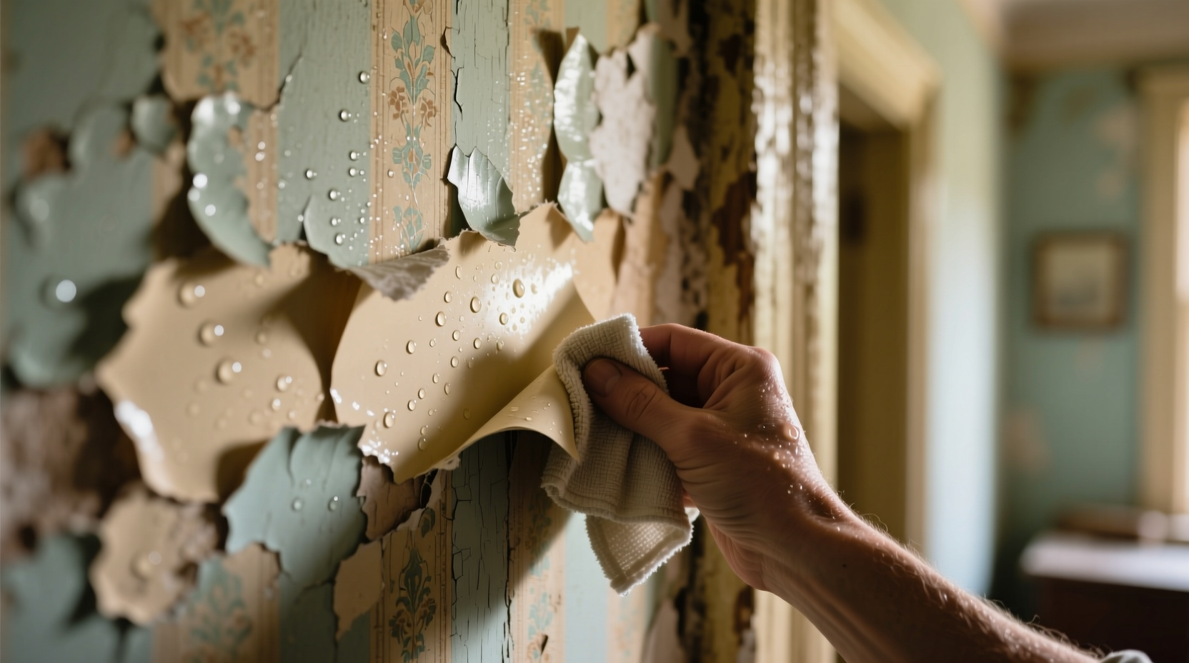 remove old wallpaper with diluted fabric softener