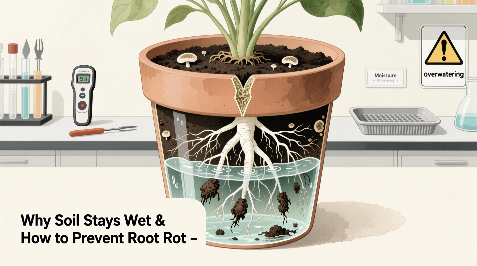 why does my plant soil stay wet and how to avoid root rot