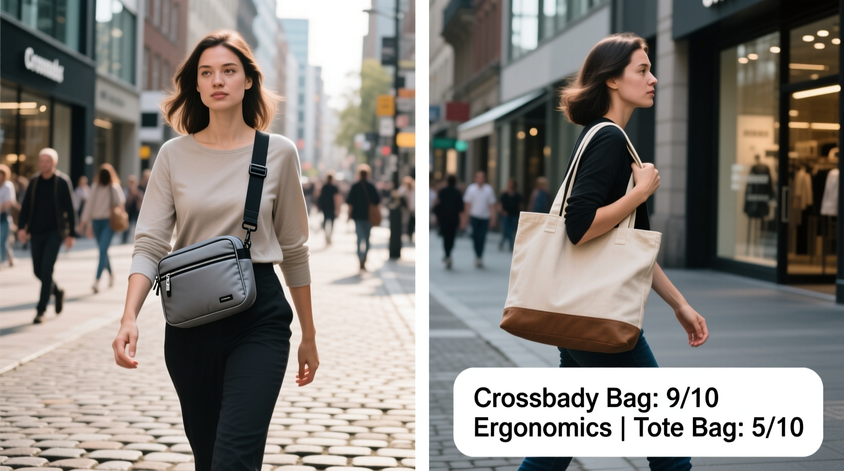 crossbody bag vs tote which is more ergonomic for city walking