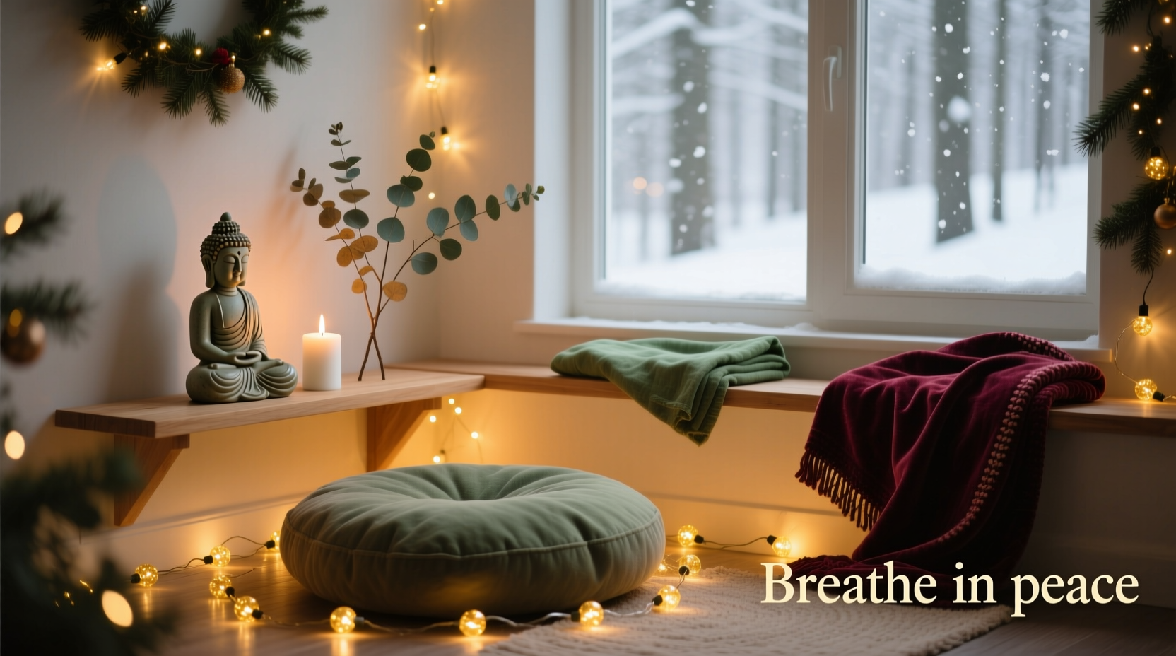 how to create a meditation corner with soft christmas lighting