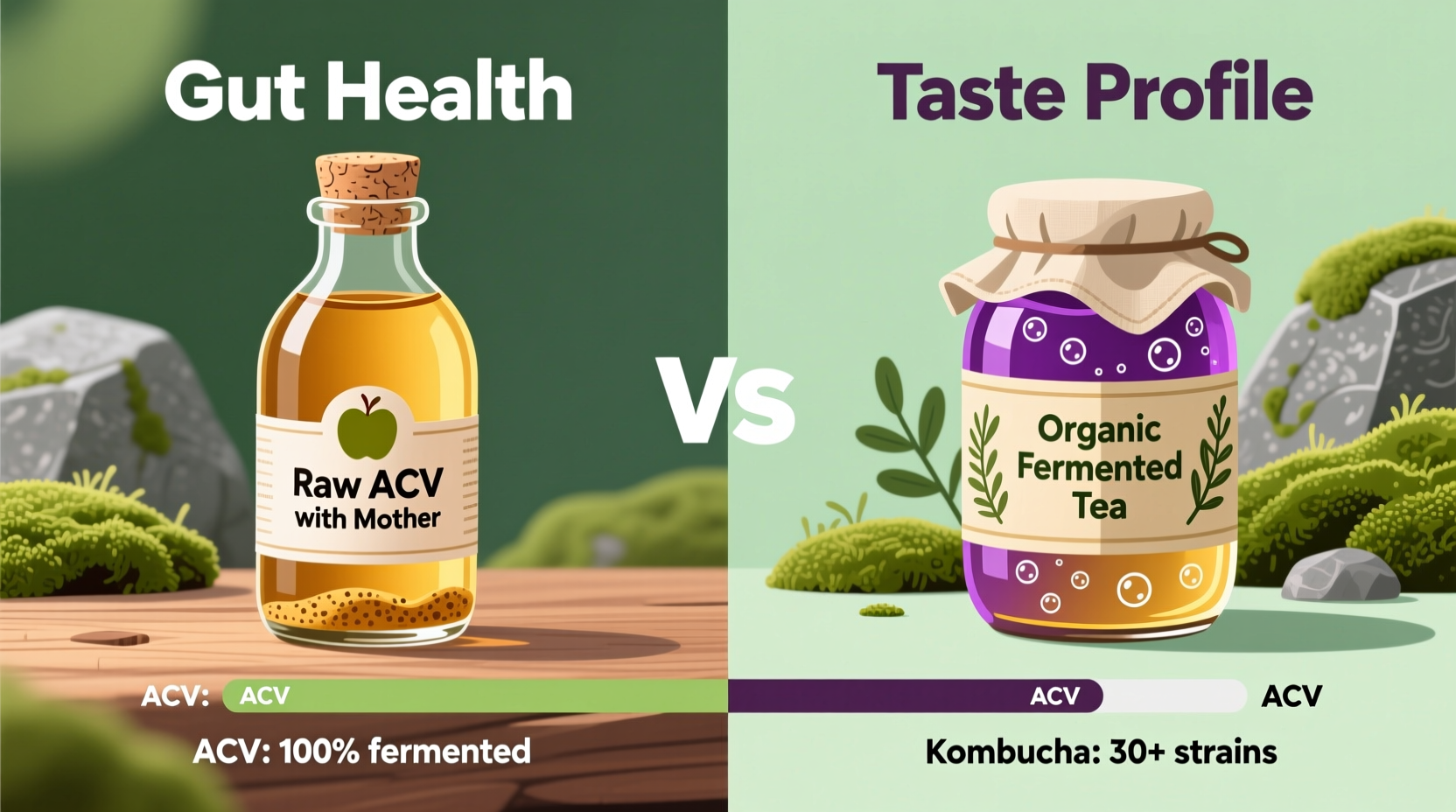 apple cider vinegar drinks vs kombucha for gut health and taste