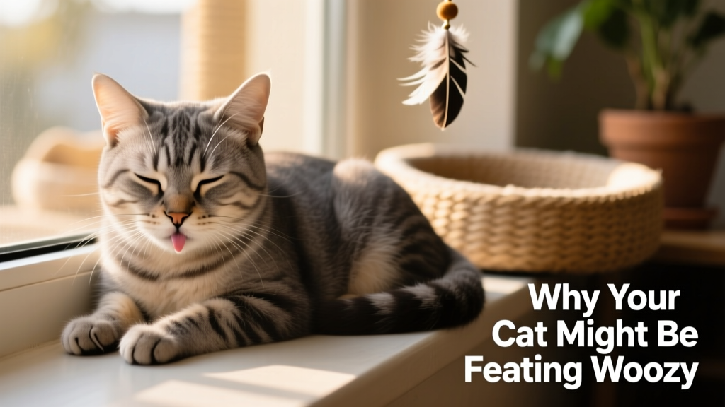 Close-up of a cat resting quietly with slightly drooling mouth and half-closed eyes, suggesting discomfort