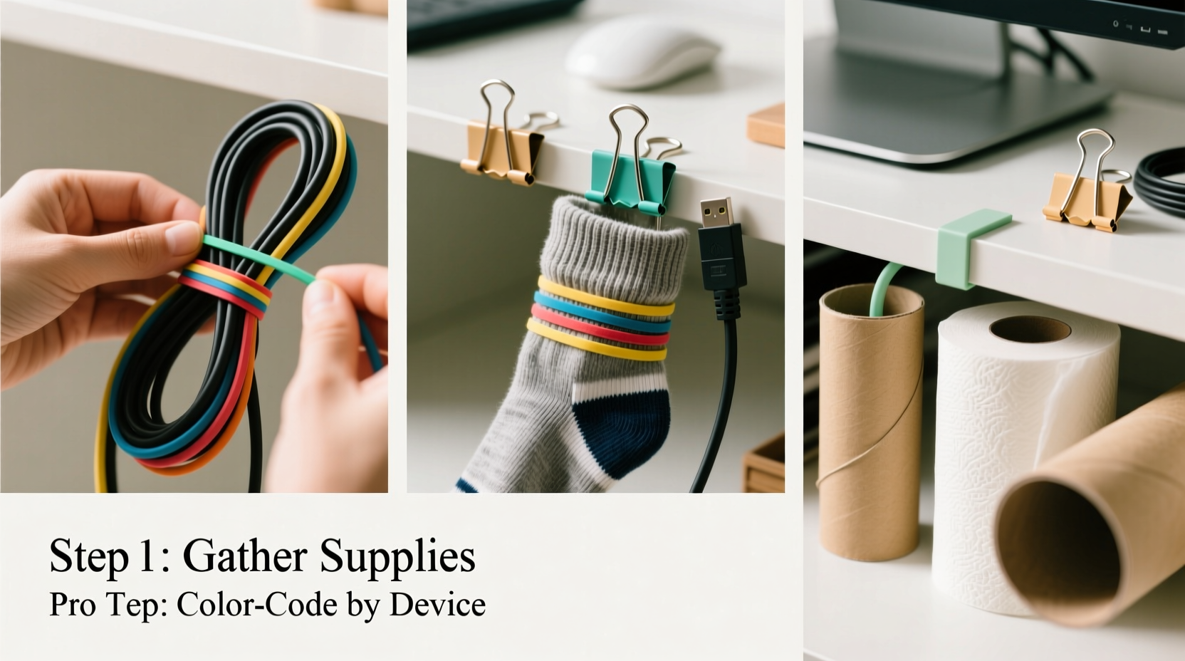 how to organize gaming cables neatly without spending money on accessories