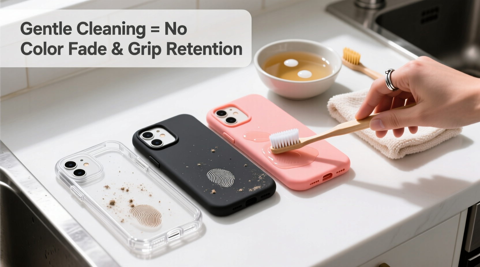how to clean silicone phone cases without losing their grip or color