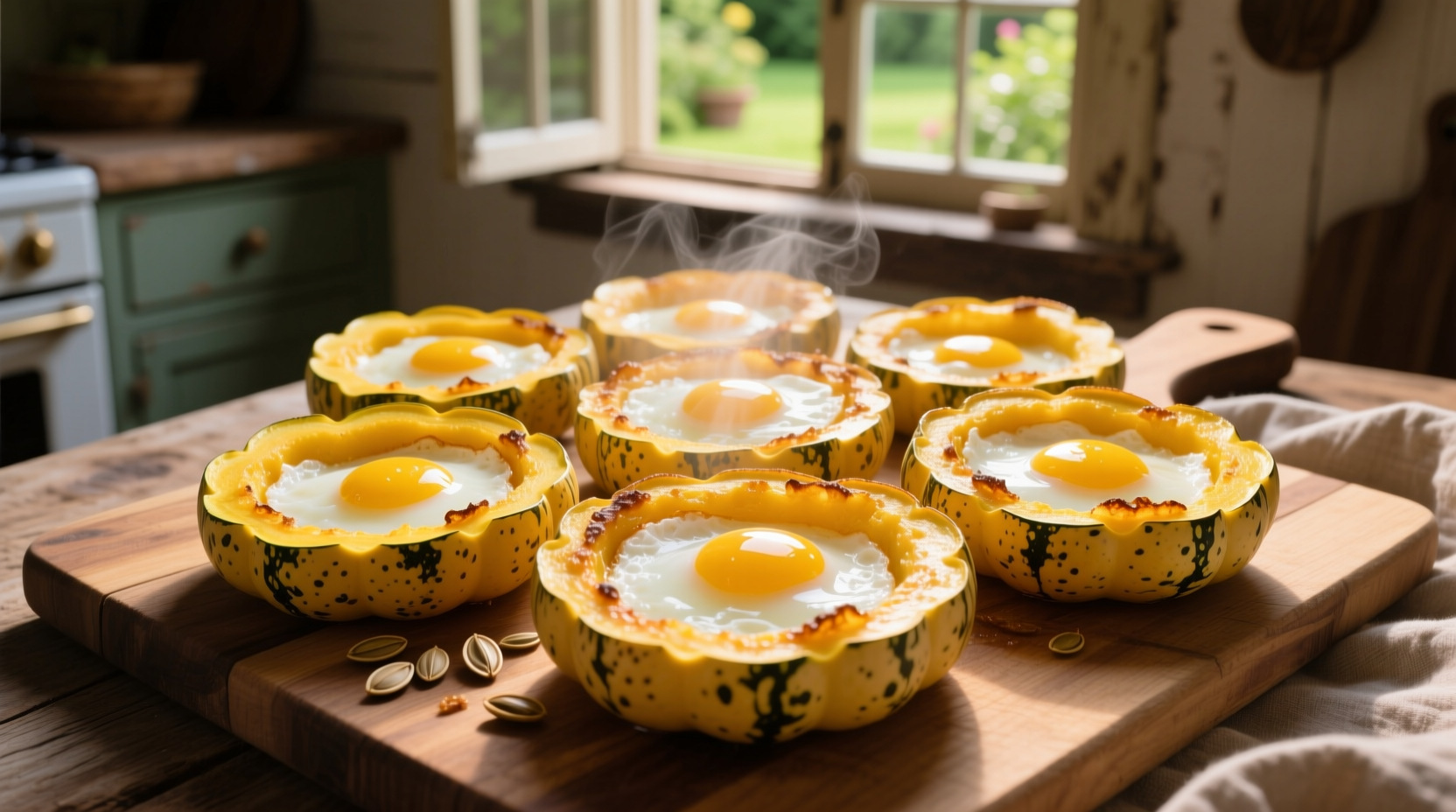 fry eggs in delicata squash rings