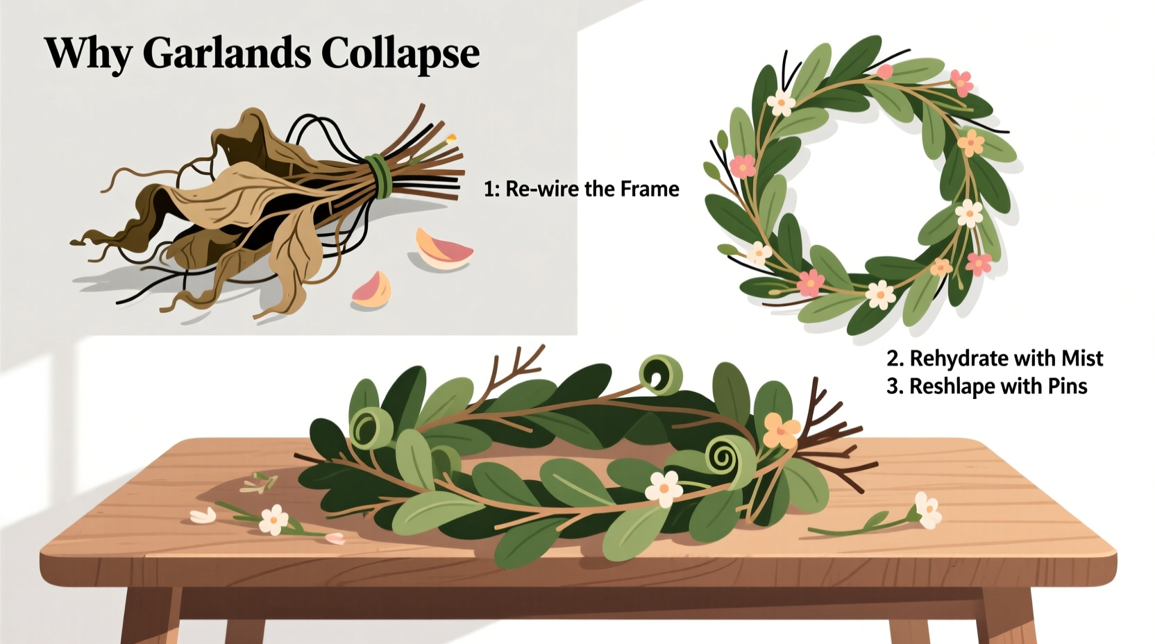 why does my garland lose its shape after storage restoration tips