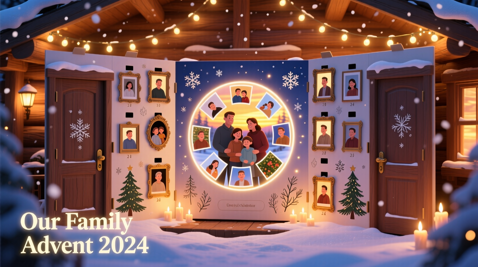 how to personalize a digital advent calendar with family photos and lights