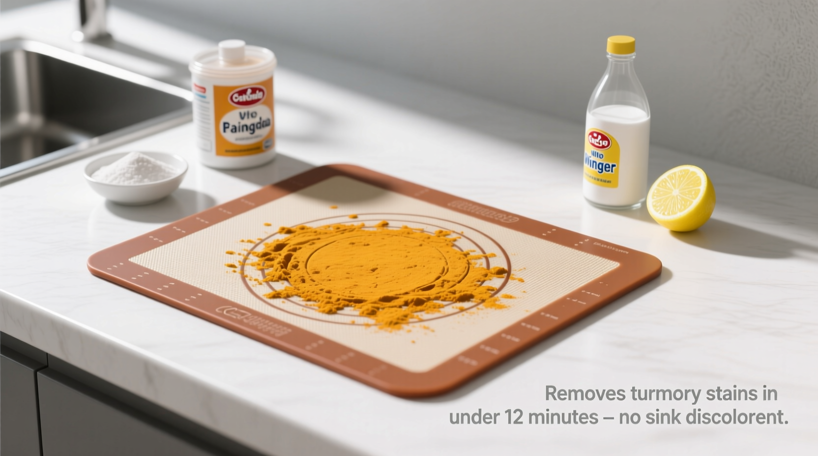 how to clean turmeric stained silicone mats safely