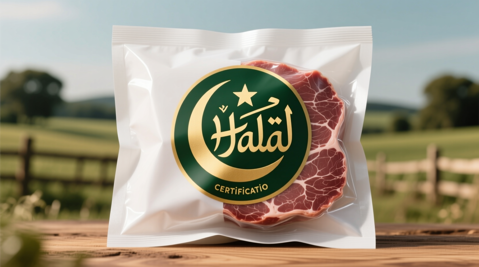 Halal certification logo on packaged meat products