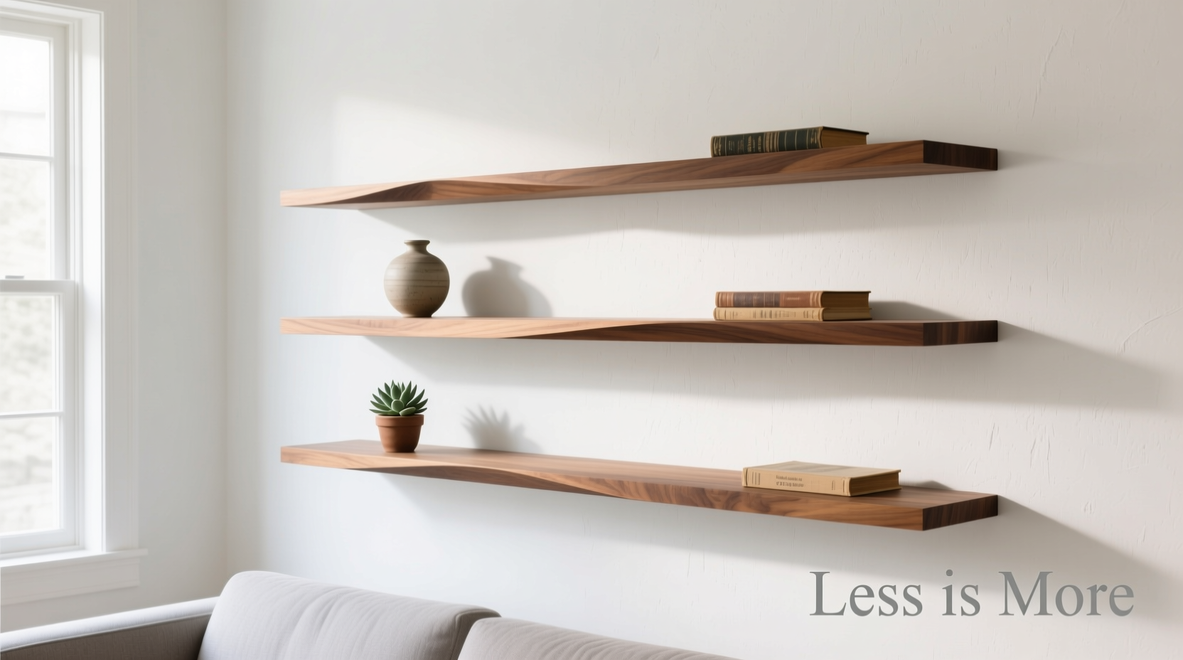 how to arrange floating shelves without making your wall look cluttered