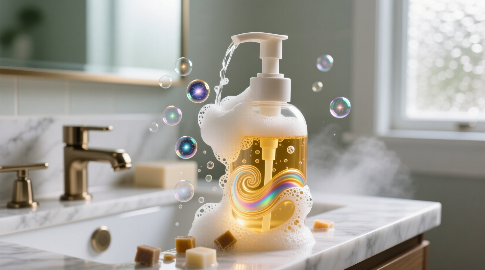 make foaming shower gel out of leftover soap bits