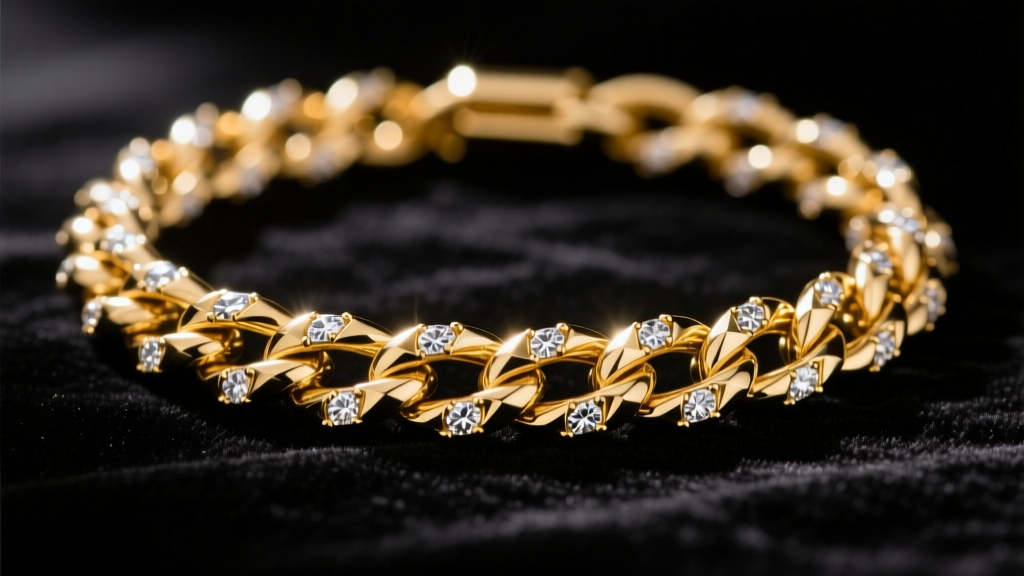 Macro shot of an 18k Italian gold rope chain twisting in soft light, showing diamond-cut facets reflecting on dark velvet surface.