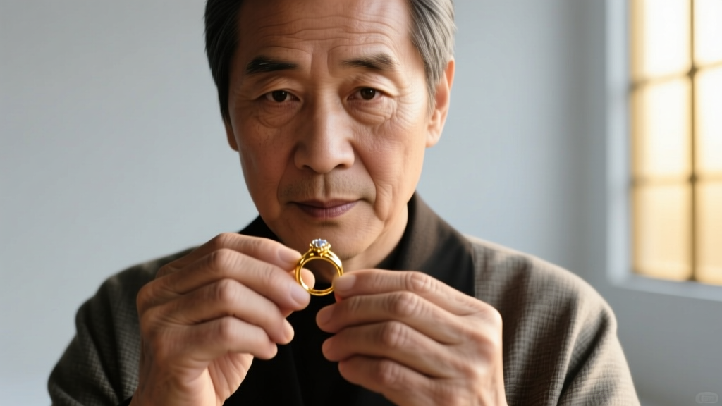 Close-up of jeweler's hands using a resin syringe to repair a minor dent on the hollow tube of an 18k gold croissant earring.