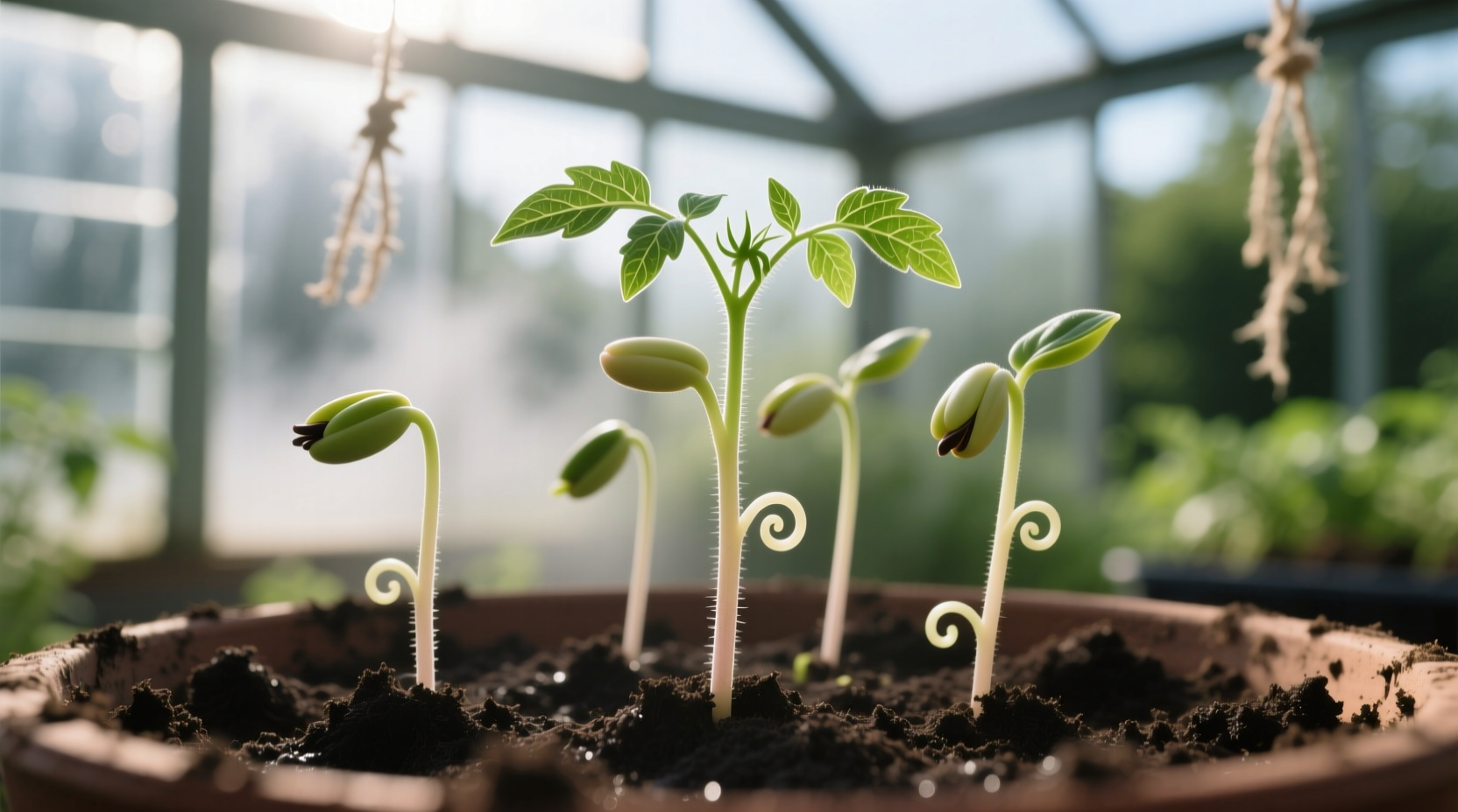 leggy tomato seedlings