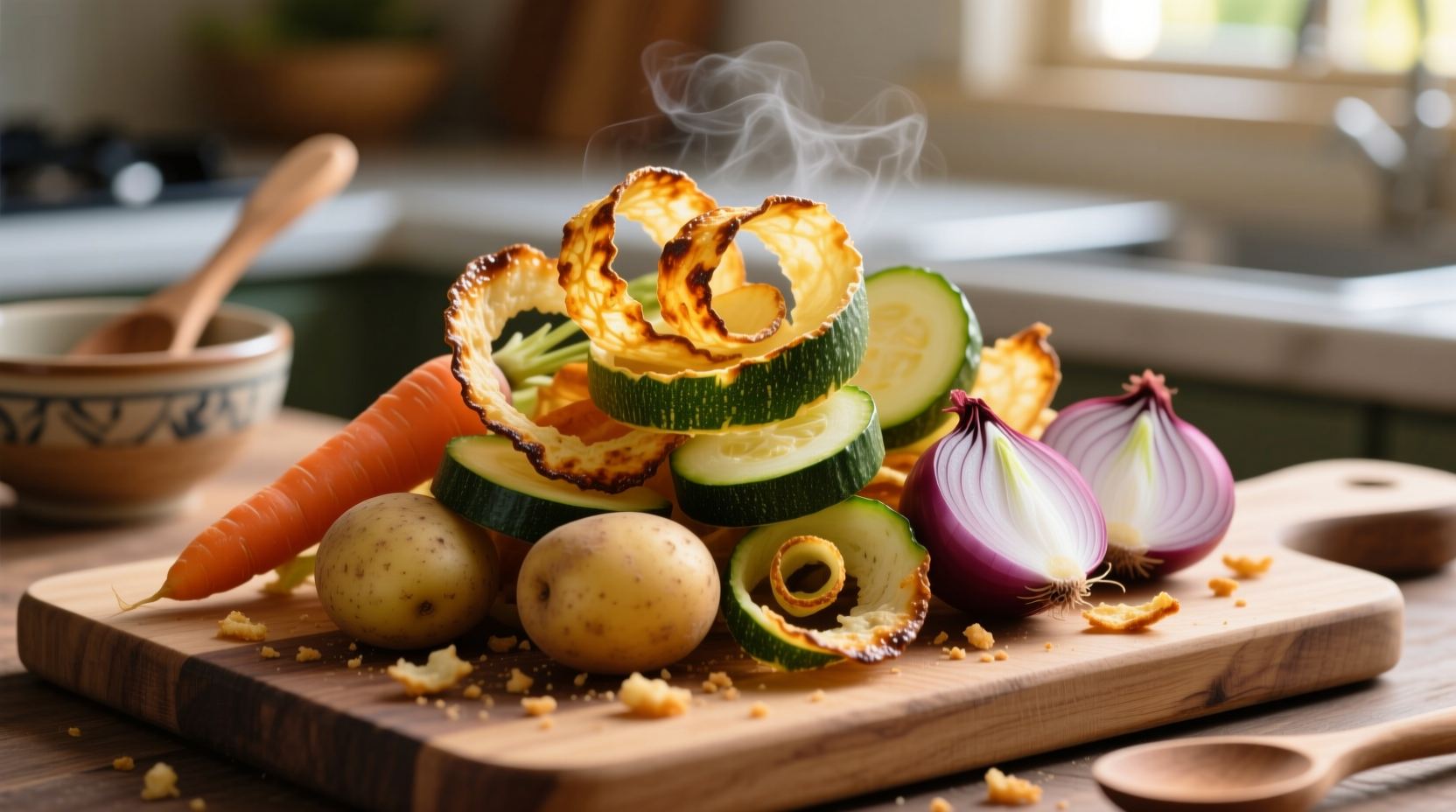 turn vegetable peels into a crunchy snack instead of tr