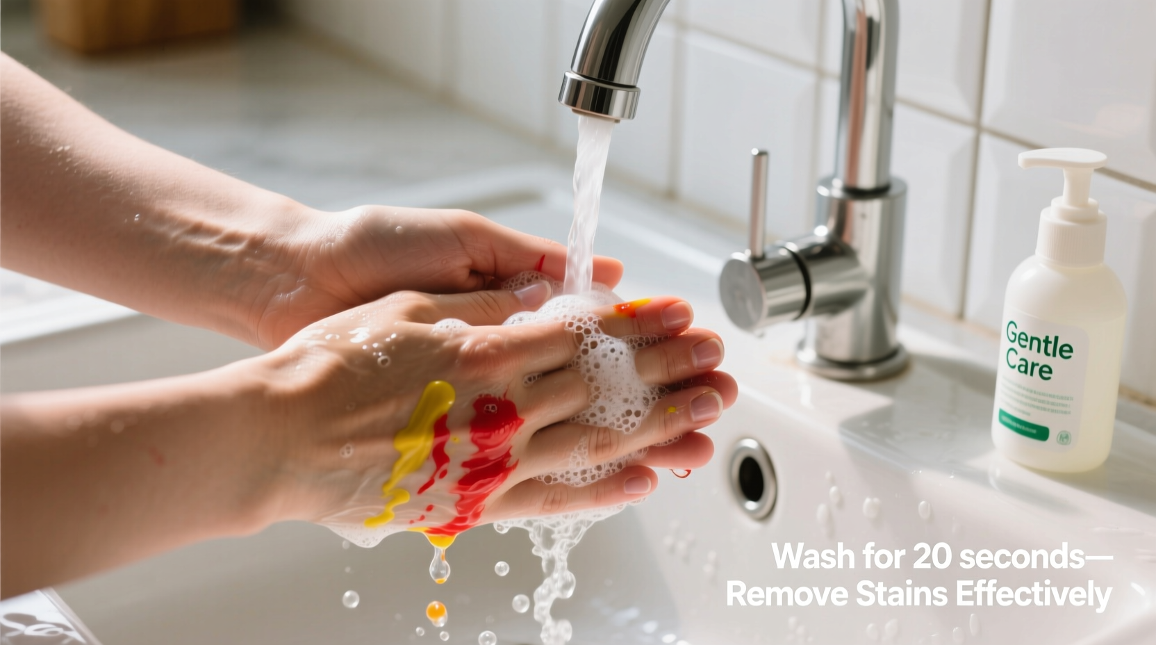 Hand washing technique for food coloring removal