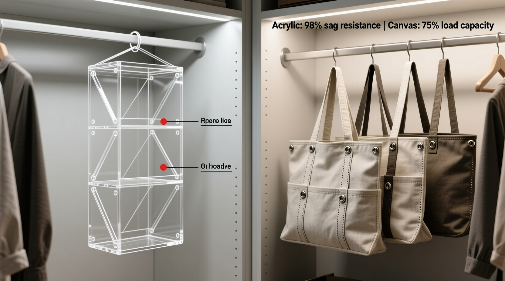closet organization tips acrylic vs canvas hanging bags